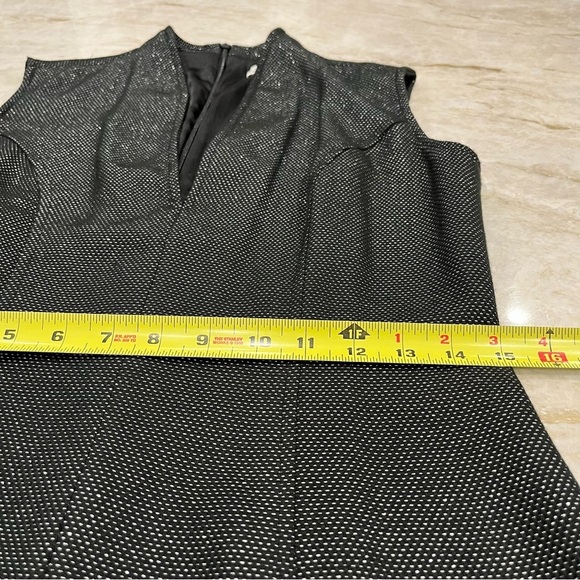 Coldwater Creek | V-Neck Sheath Midi Dress | Black Silver Metallic‎ | Size 6 - Picture 8 of 10